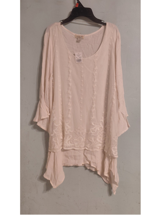 One World Tops - Women's One World Ivory Lace Overlay Tunic Top Size L